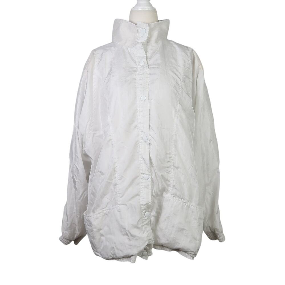 Vintage 90s Tudor Court white snap front windbreaker jacket XL